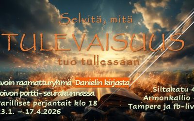 Perjantaisin parittomilla viikoilla 23.1.- 17.4.2026 Raamatturyhmä klo 18: Selvitä, mitä tulevaisuus tuo tullessaan