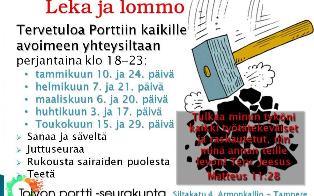 Leka ja lommo – avoimet yhteysillat parillisina perjantaina klo 18-23