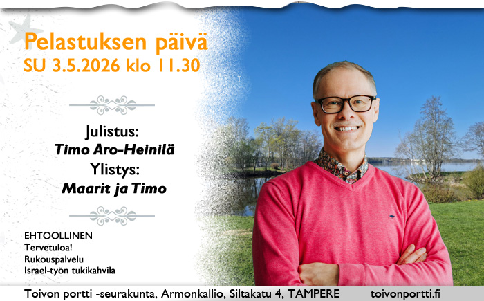 SU 3.5.2026 klo 11.30 Pelastuksen päivä – Timo Aro-Heinilä